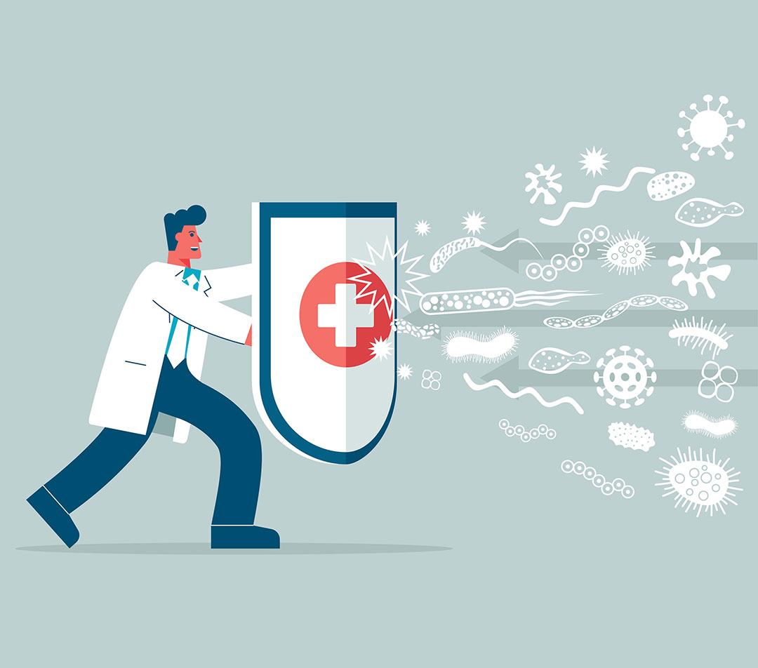 Hygienic shield protecting from virus, germs and bacteria.